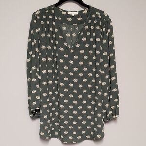 Elegant Dark Green Floral Blouse